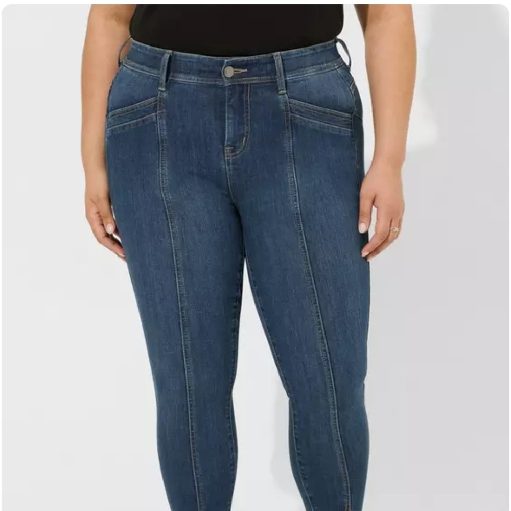 Torrid Blue Jeggings with Elongating Seam Detail